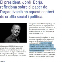 La memoria de l'Observatori DESC amb el seu president fent propaganda de Podemos i Guanyem
