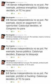 Els tuits del diputat d'ERC Pere Aragonès