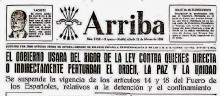 Capçalera del diari 'Arriba' de l'11 de febrer de 1956, fundat per Primo de Rivera