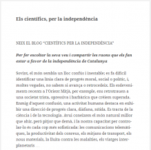 Extracte de la presentació del blog 'Científics per la independència'