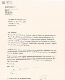 Burofax enviat per l'Alfred Bosch a La Razón
