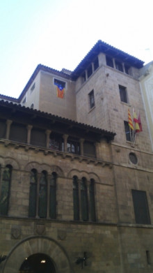 L'estelada abans de ser robada de l'Ajuntament de Lleida per la brigada per ordre d'Àngel Ros i Ciudadanos