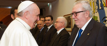 Pedro Agramunt com a president de l'Assemblea del Consell d'Europa rebut pel Papa