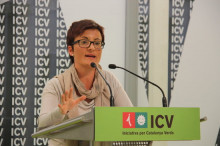 Marta Ribas, durant la roda de premsa d'ICV
