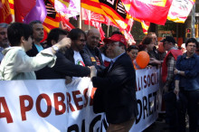 Iceta(PSC-PSOE) saludant als secretaris generals de CCOO i UGT