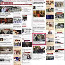 Portada de l'edició digital, amb la notícia sobre el cas Inipro assenyalada en un requadre vermell
