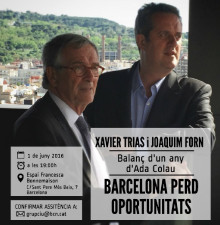 Conferència de Xavier Trias i Joaquim Forn Balanç d'un any de govern Colau
