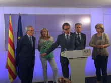 Artur Mas, Francesc Homs, Joana Ortega, Xavier Trias, Irene Rigau a la seu de CDC