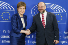 Nicola Sturgeon, i el president de l'Eurocambra, Martin Schulz, escocia