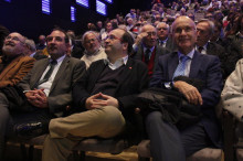 El secretari general d'Unió, Ramón Espadaler, el primer secretari del PSC, Miquel Icet, i el president del comitè de govern d'Unió, Josep Antoni Duran i Lleida. Imatge del 14 de novembre del 2016