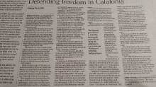 L'article de Forcadell en la versió en paper de The New York Times