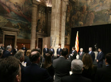 Puigdemont, en un moment de la seva intervenció davant la seixantena de representants consulars