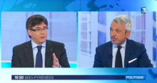 Carles Puigdemont, en un moment de l'entrevista a France 3TV Occitanie