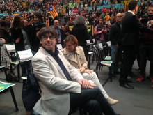Carles Puigdemont i Carme Forcadell, en la seva arribada a l'assemblea general de l'ANC