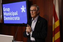 El líder del Grup Demòcrata a l'Ajuntament de Barcelona, Xavier Trias, en roda de premsa