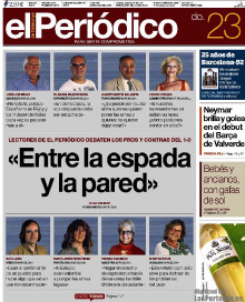 Portada del diumenge 23 d'agost d'El Periódico