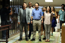La delegació de Podem, amb Pablo Iglesias al capdavant