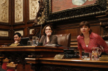 L'alcaldessa de Barcelona, Ada Colau, amb els tinents d'alcaldia Gerardo Pisarello i Laia Ortiz
