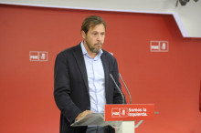 El portaveu del PSOE, Óscar Puente, en roda de premsa a Ferraz