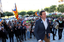 Els alcaldes d'Oliana (Alt Urgell), Miquel Sala,a l'entrada del jutjat de la Seu d'Urgell per la citació pel seu suport a l'1-O