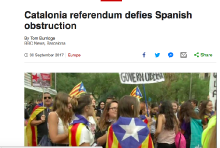 Imatge de la BBC amb un article sobre Catalunya