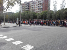 Imatge de les aturades al Carrer Aragó de Barcelona