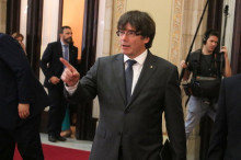 Pla mig del president de la Generalitat, Carles Puigdemont, al Parlament, el 6 de setembre de 2017