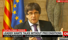 Captura de l'entrevista del president de la Generalitat, Carles Puigdemont, a la CNN