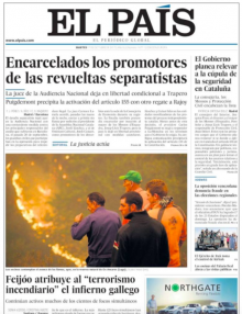 Portada de 'El País' d'aquest dimarts 17 d'octubre de 2017