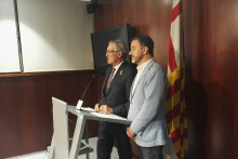 Alfred Bosch i Xavier Trias en roda de premsa per anunciar la convocatòria del ple extraordinari a l'Ajuntament de Barcelona
