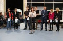 La periodista de TV3 Raquel Sans a l'inici de la roda de premsa d'aquest dimecres