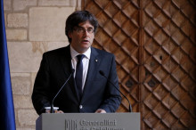 El president de la Generalitat, Carles Puigdemont, aquest dijous 26 d'octubre de 2017 durant la seva compareixença