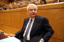 El delegat el Govern a Madrid, Ferran Mascarell, assegut a la comissió del Senat on, finalment, no ha pogut intervenir