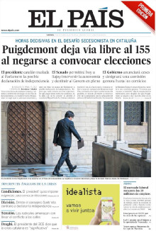 Portada de El País el 27 d'octubre de 2017