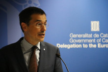 El representant permanent del Govern davant la UE, Amadeu Altafaj, durant l'acte amb motiu de la Diada a Brussel·les