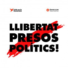 Cartell d'Òmnium i l'ANC "Llibertat presos polítics!"