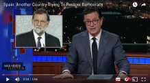 Una captura de pantalla del monòleg de Stephen Colbert