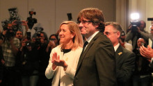 El president Carles Puigdemont a l'acte de Brussel·les amb 200 alcaldes de Catalunya