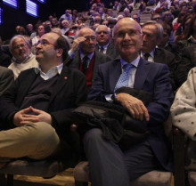 El secretari general d'Unió, Ramón Espadaler, el primer secretari del PSC, Miquel Icet, i el president del comitè de govern d'Unió, Josep Antoni Duran i Lleida. Imatge del 14 de novembre del 2016
