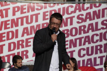 El líder de Catalunya en Comú-Podem, Xavier Domènech, en un acte a Nou Barris