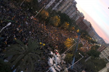 La manifestació al carrer Marina de Barcelona, l'11 de novembre de 2017