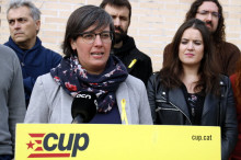 Mireia Boya, durant la presentació de la candidatura de la CUP a Lleida