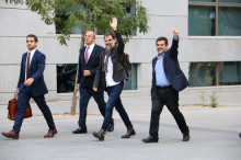 Els presidents d'Òmnium Cultural i l'ANC, Jordi Cuixart i Jordi Sànchez, arribant a l'Audiència Nacional el 16 d'octubre del 2017 per declarar per sedició