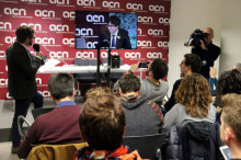 Carles Puigdemont es dirigeix a la premsa per videoconferència