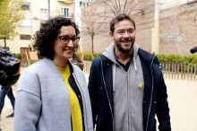 La número dos de la candidatura d'ERC, Marta Rovira, i l'exsecretari general de Podem Catalunya, Albano Dante Fachin