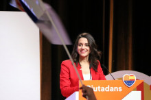 Inés Arrimadas, candidata de Cs, en un moment del míting de Manresa