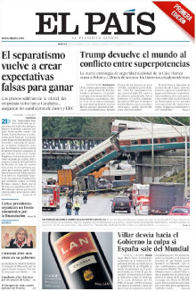 La portada de El País el 19 de desembre