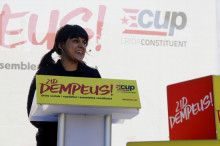 Anna Gabriel durant el míting de la CUP a Sabadell