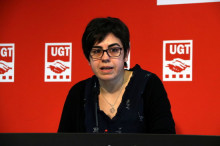 Imatge en un pla mig assegut de Laura Pelay, vicesecretària general de la UGT