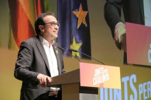 El conseller destituït Josep Rull, durant l'acte de campanya de JxCat a Terrassa